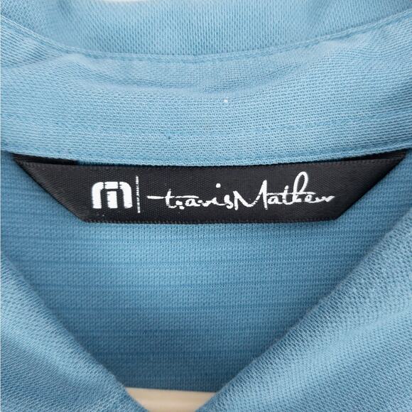 travisMathew Pima Cotton Blend Polo Men's XL Blue Short Sleeve 3-Button Logo - Picture 3 of 10